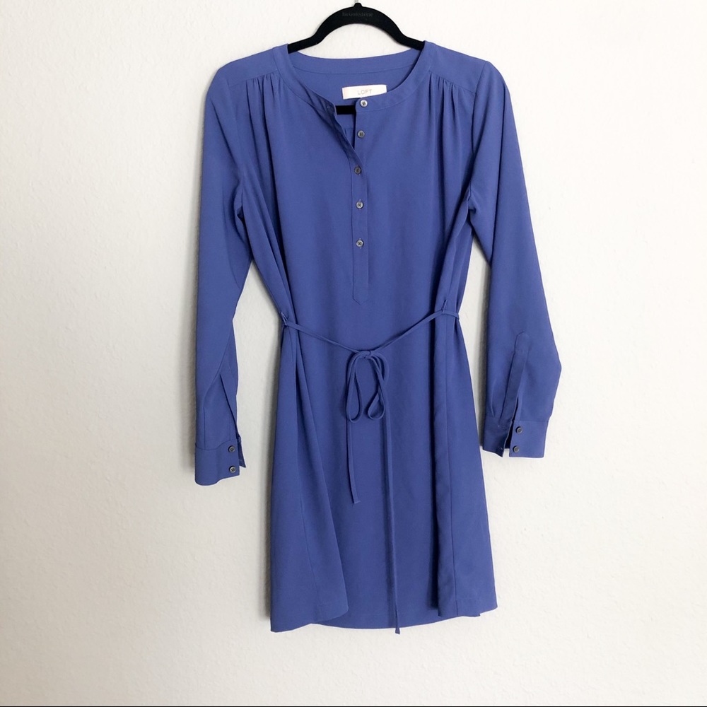 Ann Taylor LOFT Purple Tie Waist Dress